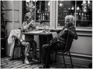 two ladies drinking